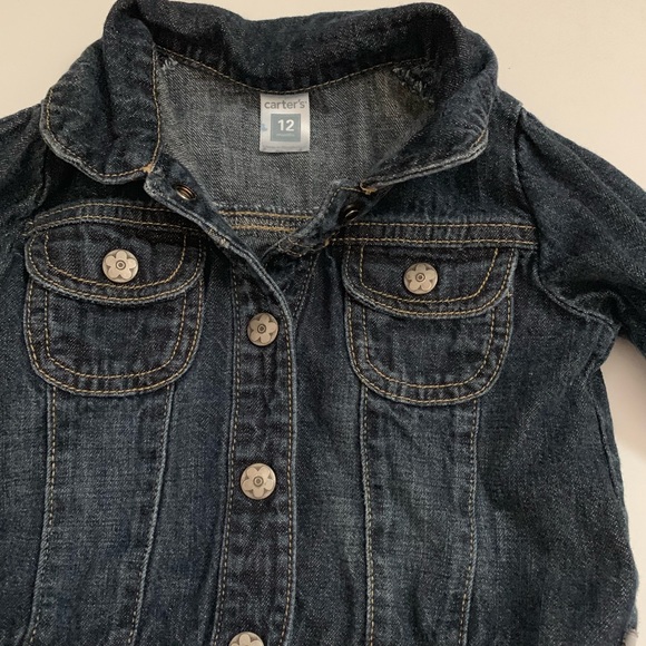 Carters Jean jacket and pink turtle neck sz 12 mth - Picture 2 of 5